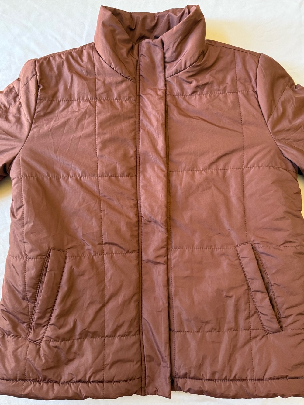 Thread & Supply Quilted Puffer Jacket in Rose Brown